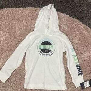 Boys New Hurley Kids White and Green Hoodie